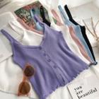 Single-breasted Sleeveless Knit Vest