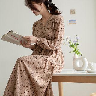 Drawstring Shirred Floral Maxi Dress