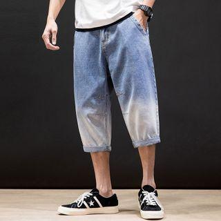 Gradient Straight-cut Capri Jeans