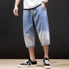 Gradient Straight-cut Capri Jeans
