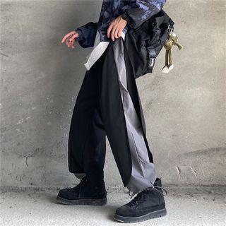 Drawstring Hem Panel Straight-cut Pants