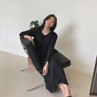 Set: Round-neck Cardigan + Tank Dress