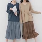 Oversize Tie-waist Sweater / Midi Skirt