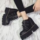Platform Hidden Wedge Buckled Shoes