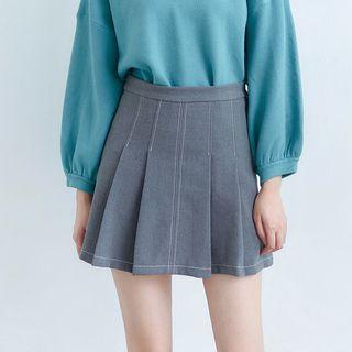 High-waist Pleated Mini Skirt