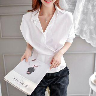 3/4-sleeve Gathered-waist Shirt