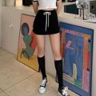 Drawstring-waist Shirred-side Mini Skirt