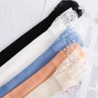 Long-sleeve Cutout Lace Paneled Knit Top