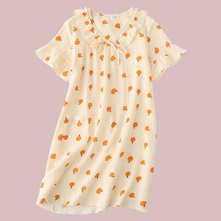 Short-sleeve Print Sleep Dress
