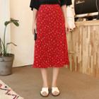 Floral Print Midi Skirt Red - One Size