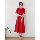 Short-sleeve A-line Long Dress