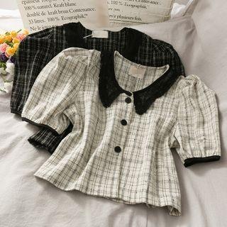 Puff-sleeve Woolen Crop Top