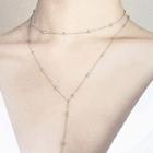 Alloy Bead Layered Y Necklace 1 Pc - Necklace - White Gold - One Size
