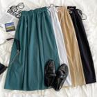 Plain Drawstring A-line Midi Skirt