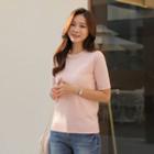 Frilled-neck Knit Top