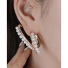 Faux-pearl Large Hoop Earrings One Size