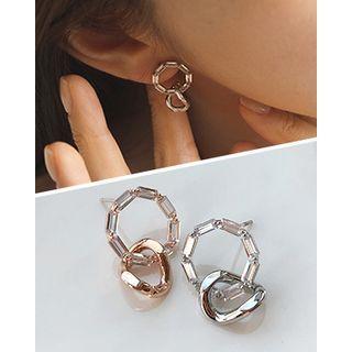 Rhinestone Dual-hoop Earrings