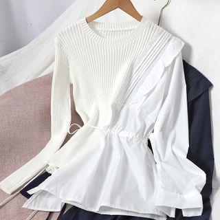 Asymmetrical Knit Panel Blouse