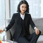 Plain Blazer / Shirt / Single-breasted Vest / Dress Pants / Pencil Skirt / Set