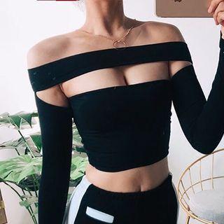 Cutout Off-shoulder Long-sleeve Top