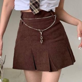 High-waist Chain Accent A-line Skirt