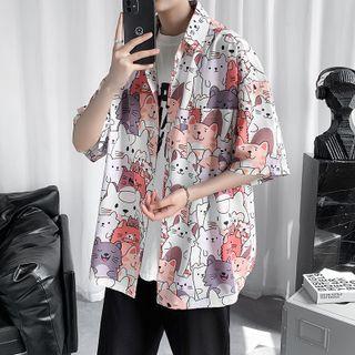 Elbow-sleeve Cat Shirt