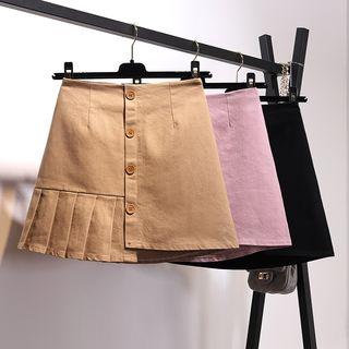 Plain Pleated Hem A-line Skirt
