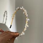 Faux Pearl Faux Crystal Headband 1 Pc - Gold & Off-white - One Size