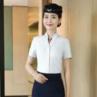 Short-sleeve Stand Collar V-neck Shirt / Mini Pencil Skirt / Set