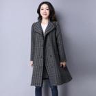 Houndstooth Double Breasted Long Coat