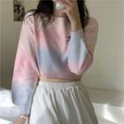 Cropped Gradient Sweater Pink & Blue - One Size