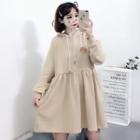 Cookie Embroidered Hoodie Dress Almond - One Size