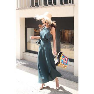 Set: Spaghetti-strap Top + Wrap-front Long Skirt