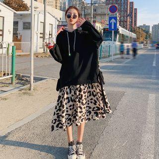 Mock Two-piece Panel Sweatshirt Dress