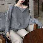 Cold Shoulder Sweater Gray - One Size
