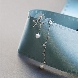 Star Non-matching Drop Earring Silver - One Size
