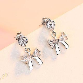 Rhinestone Bow Dangle Earring As Shown In Figure - One Size