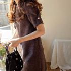 Short-sleeve Woolen Tweed Dress