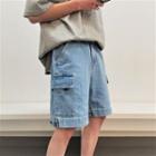 Denim Straight Leg Cargo Shorts