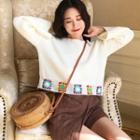 Embroidered Loose-fit Bell-sleeve Sweater