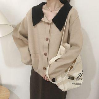 Color Panel Lapel Cardigan