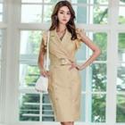 Ruffle-sleeve Double-breasted Dress