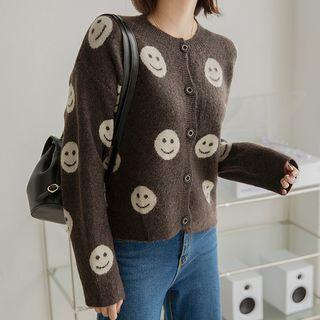Smile-detail Woolen Cardigan