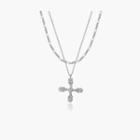 Cross Pendant Layered Sterling Silver Necklace 1 Pc - Cross Pendant Layered Sterling Silver Necklace - Silver - One Size