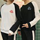 Couple Matching Two-tone Sweatpants / Printed Sweatshirt