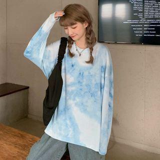 Long Sleeve Tie Dye T-shirt As Shown In Figure - One Size