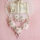 Wedding Set: Rhinestone Floral Necklace + Earrings