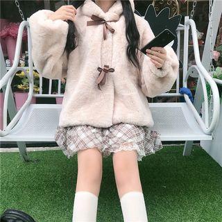 Single-breasted Faux Fur Hooded Jacket