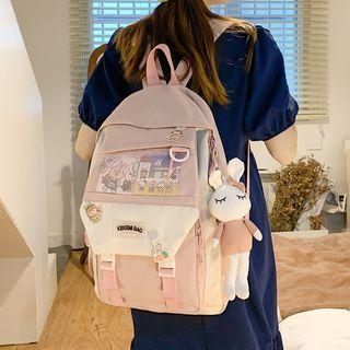 Two-tone Mesh Panel Backpack