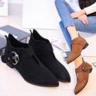 Faux Suede Low Heel Ankle Boots